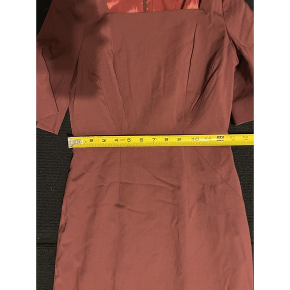 Brooks Brothers Dress Womens 2 Burgundy Wool‎ Blend Sheath Square Neck Office - Picture 15 of 16